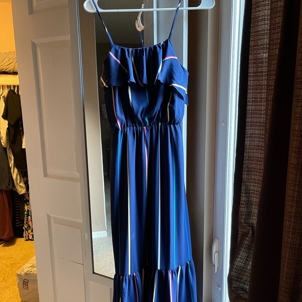 Banana Republic Factory Store, Petite strapy hem flounce-hem Midi dress